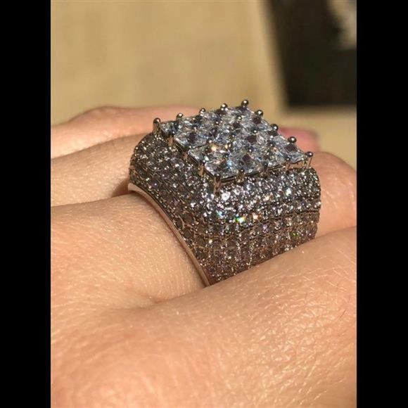 Mens Ring Ice Out 2.5ct Iced Diamond 14k Gold / Rhodium Pinky Ring size 6-10